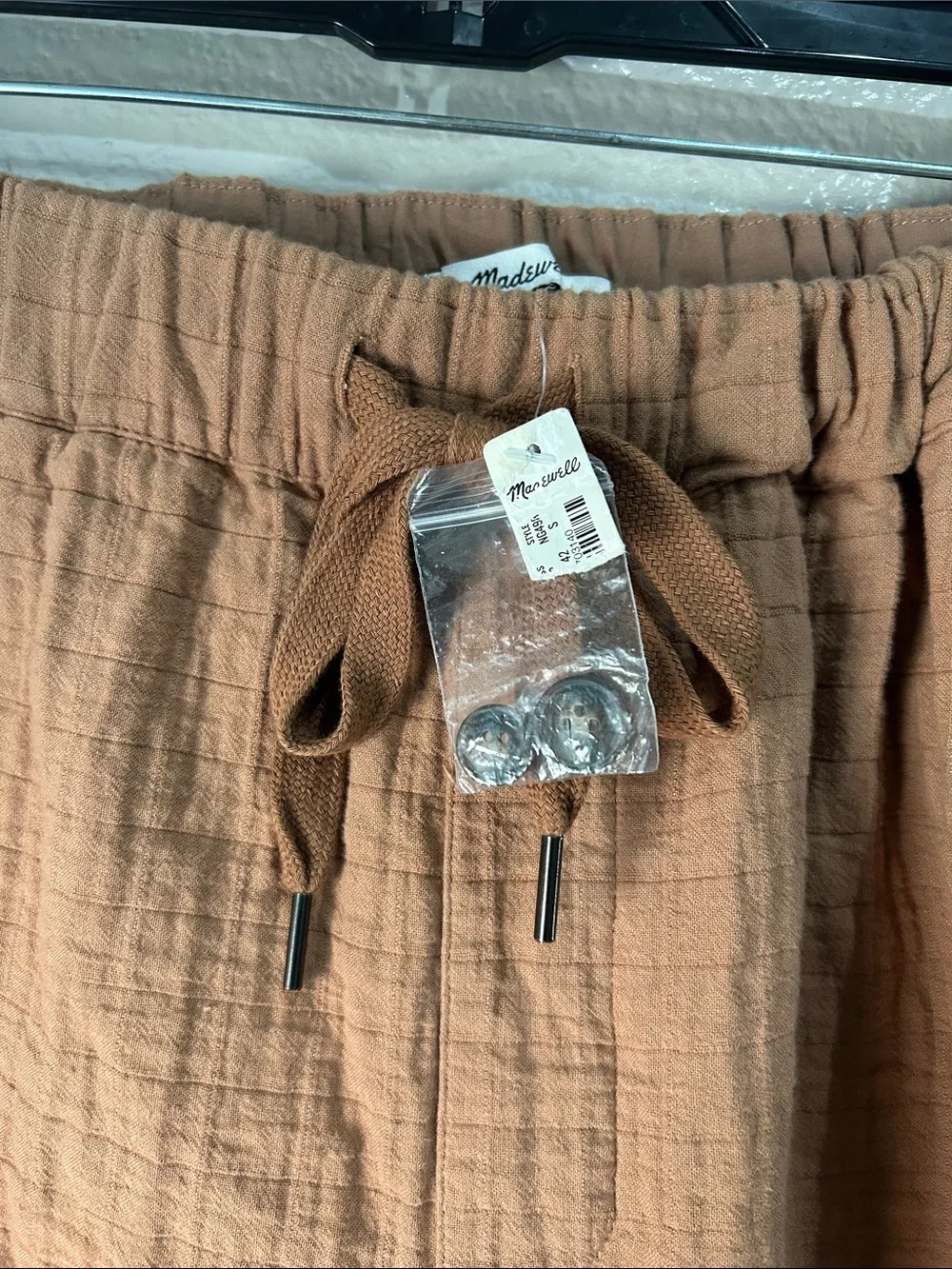 Madewell  Rust Brown Drawstring Ankle Pants Sz S Cotton Drawstring Casual TC0038